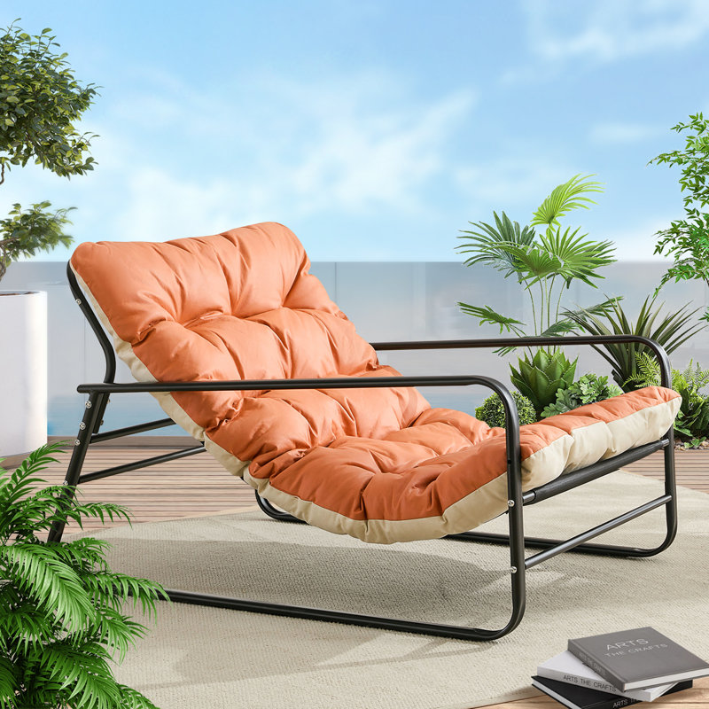 Ebern Designs Patio Outdoor Lounge Chair Oversized Comfy Sling Recliner Chair With Support 500lbs Extra Thick Puffy Cushion Modern Outside